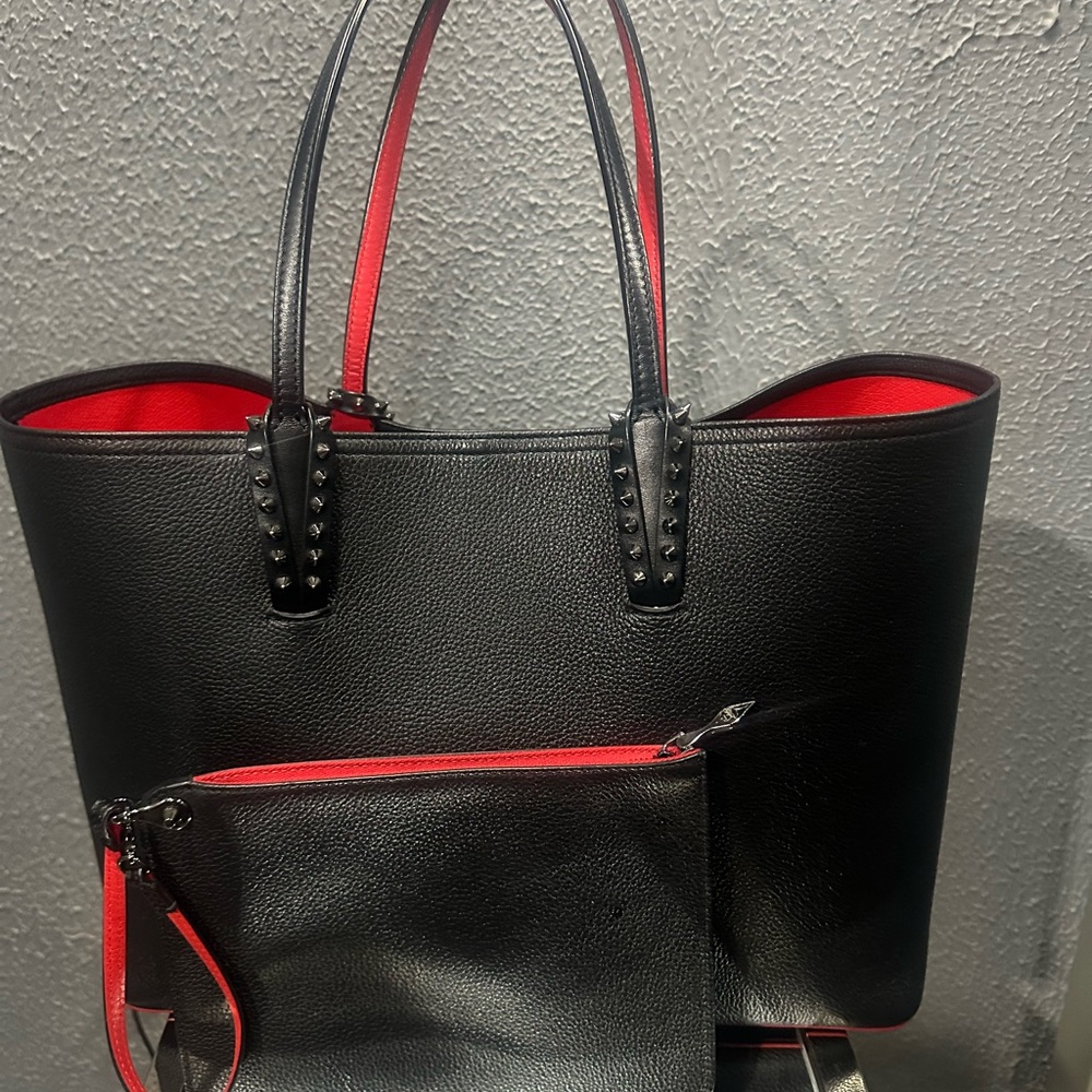 Christian Louboutin Black Tote with Bold Red Interior